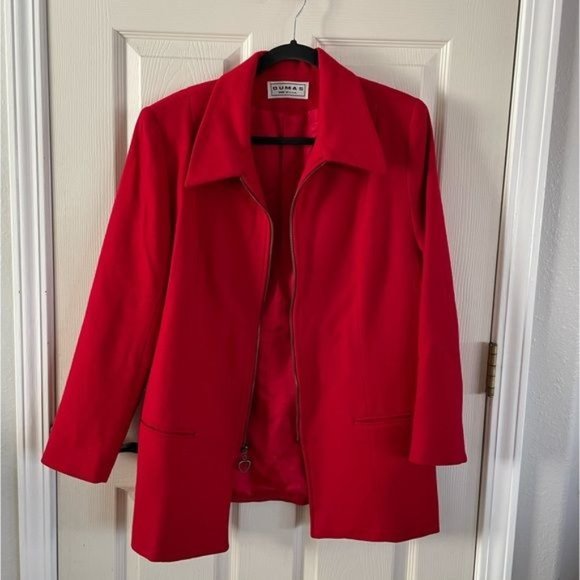 Dumas 100% Wool Red Zip Jacket, Sz Lg Made in USA - Picture 11 of 15